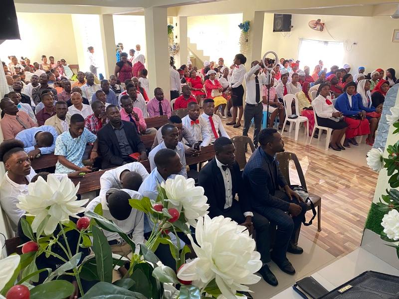 A church congregation in a service